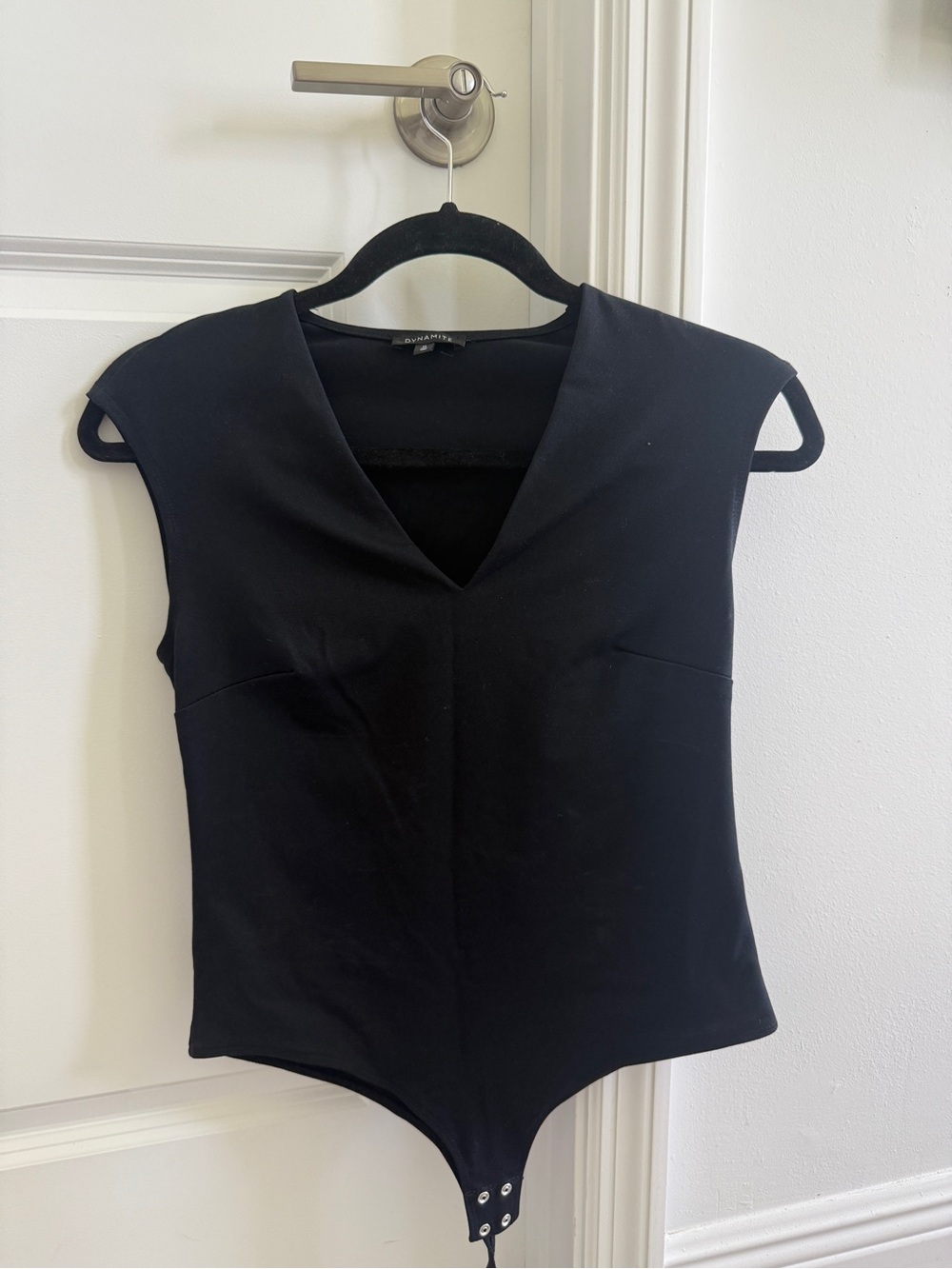 Dynamite Black Sleeveless V-Neck Bodysuit